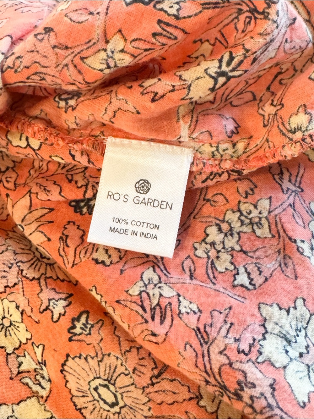 Anthropologie Ro’s Garden Coral Floral Boho Peasant Top Cotton Sz L - Picture 8 of 8
